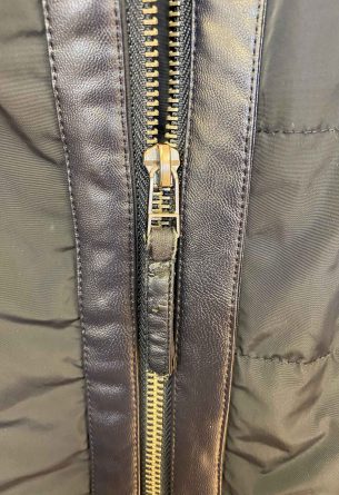 Original Damaged Leather Pull Tab on Winter Coat